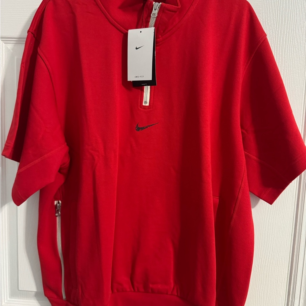 Nike Red Men's Quarter Zip Short Sleeve Sweater